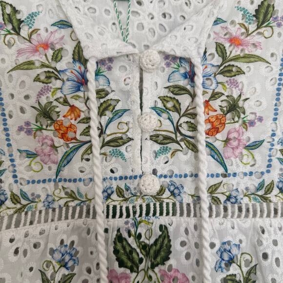 Farm Rio Sweet Bloom Bouquet Eyelet Cotton Cover-Up - Picture 5 of 10